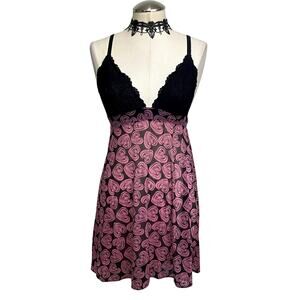 Semi Sheer Romantic Gothic Emo Lace Slip Mini Dress Negligee Lingerie